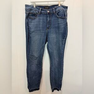 Judy Blue Skinny Fit High Waisted Raw Released Hem Denim Jeans Size 14W